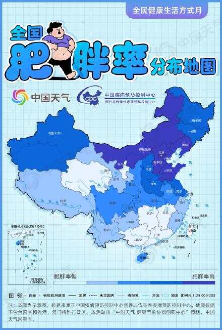 全国肥胖率分布地图出炉全国肥胖率分布地图出炉，揭示健康隐患与应对之策